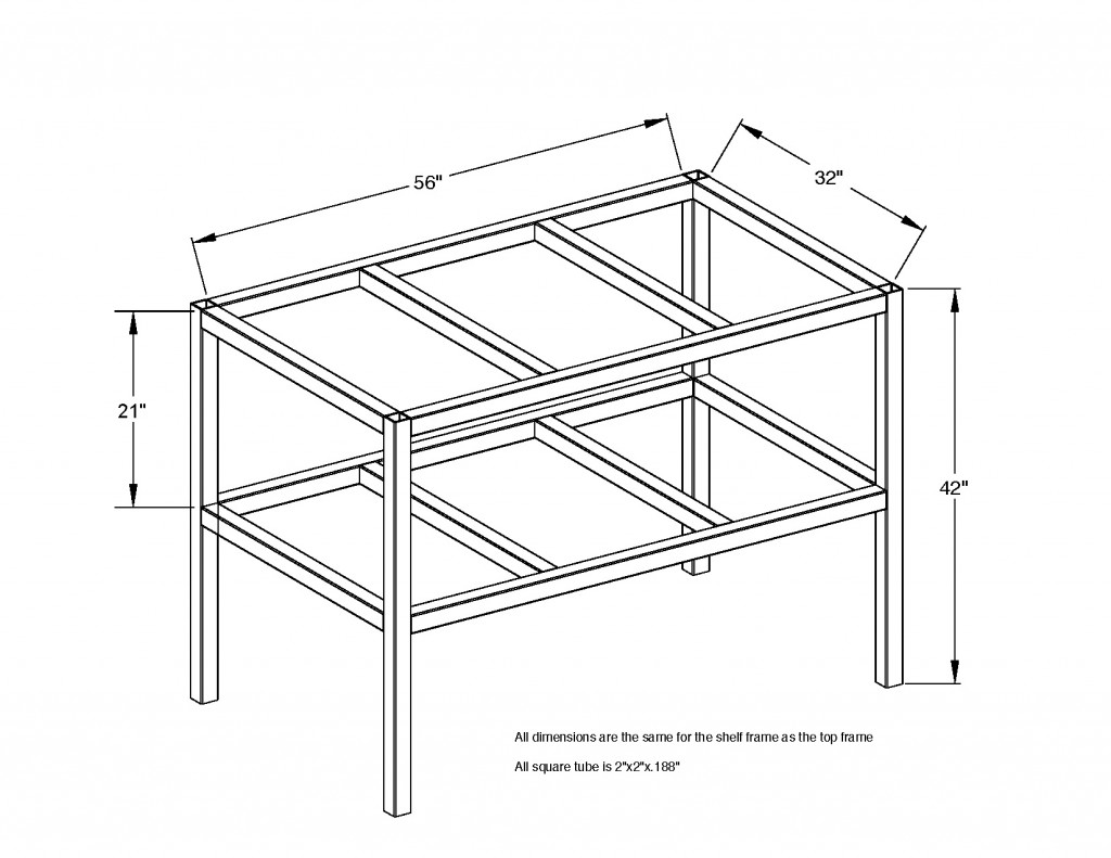 3x5 square tube welding table parts dimensioned.tcd Red Wing Steel Works